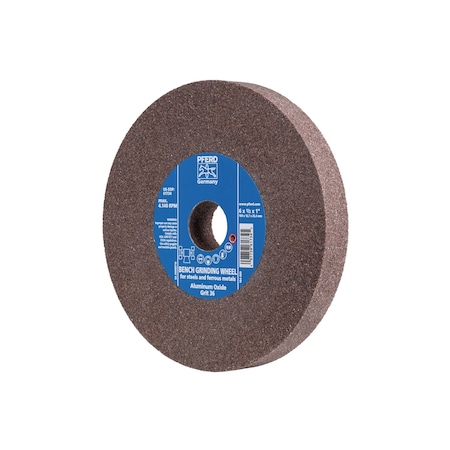 Pferd 14" x 2" Vitrified Bench Wheel - 1-1/2" A.H., Aluminum Oxide, 24 Grit 61782